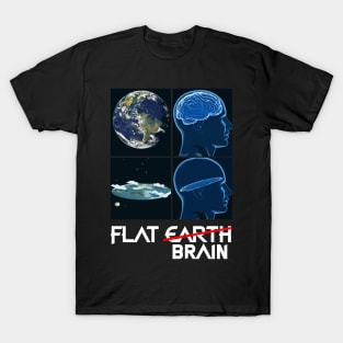 flat earth brain black T-Shirt